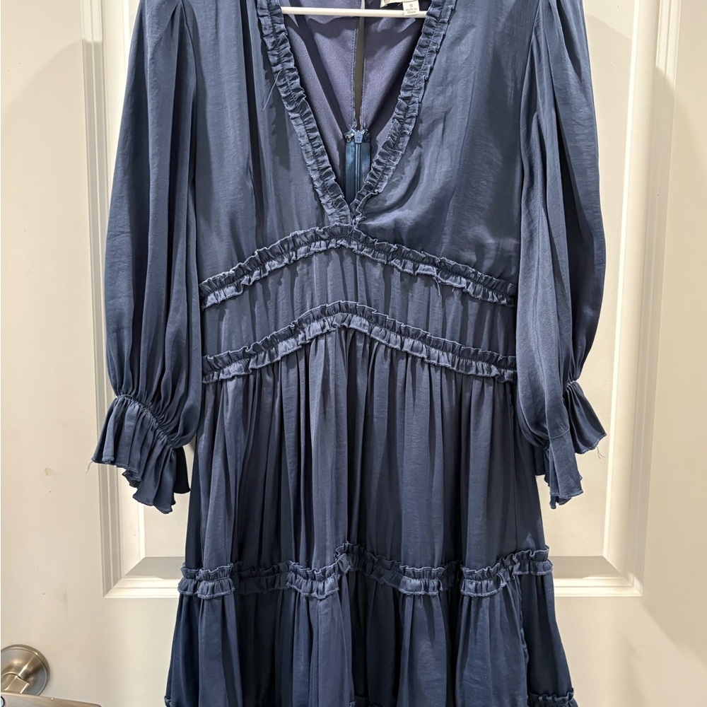 She + Sky Deep Blue Long Sleeve Dress